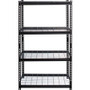 Lorell Wire Deck Shelving - 4 Shelf(ves) - 60" Height x 36" Width x 18" Depth - 30% Recycled - Black - Steel Product Image 