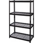 Lorell Wire Deck Shelving - 4 Shelf(ves) - 60" Height x 36" Width x 18" Depth - 30% Recycled - Black - Steel Product Image 