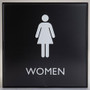 Lorell Women's Restroom Sign - Print/Message "Women" - 8" Width x 8" Height - Square Shape - Surface-mountable - Easy Readability, Injection-molded Product Image 