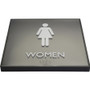 Lorell Women's Restroom Sign - Print/Message "Women" - 8" Width x 8" Height - Square Shape - Surface-mountable - Easy Readability, Injection-molded Product Image 