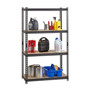 Lorell Iron Horse 2300 lb Capacity Riveted Shelving - 4 Shelf(ves) - 60" Height x 36" Width x 18" Depth - 30% Recycled - Black - Steel, Particleboard Product Image 