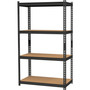 Lorell Iron Horse 2300 lb Capacity Riveted Shelving - 4 Shelf(ves) - 60" Height x 36" Width x 18" Depth - 30% Recycled - Black - Steel, Particleboard Product Image 