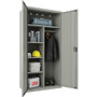 Lorell Fortress Series Wardrobe Cabinet - 18" Length x 36" Width x 72" Height - 2 x Door(s) - Locking Door - Gray - Steel Product Image 