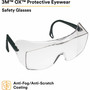 3M OX Protective Eyewear - Clear Lens - Recommended for: Workplace, Eye - Fog, UVA, UVB, UVC Protection - Polycarbonate - Black Product Image 