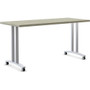 Special-T Structure Series T-Leg Table Base - Powder Coated T-shaped, Metallic Silver Base - 2 Legs - 112 lb Capacity - Assembly Required Product Image 