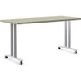 Special-T Structure Series T-Leg Table Base - Powder Coated T-shaped, Metallic Silver Base - 2 Legs - 112 lb Capacity - Assembly Required Product Image 
