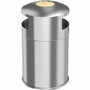 HLS Commercial 50-Gallon Dual Side-Entry Trash Can - 50 gal Capacity - Round - Durable, Compact, Smudge Resistant, Ash Pan, Fingerprint Proof - 40.2" Height x 21.7" Width x 21.7" Depth - Stainless Steel Product Image 