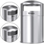 HLS Commercial 50-Gallon Dual Side-Entry Trash Can - 50 gal Capacity - Round - Durable, Compact, Smudge Resistant, Ash Pan, Fingerprint Proof - 40.2" Height x 21.7" Width x 21.7" Depth - Stainless Steel Product Image 
