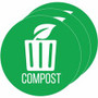 HLS Commercial Refuse Bin Icon Sticker - Waterproof - Compost - 1/10" Height x 4" Width x 4" Length x 4" Diameter - Circle - Green Product Image 