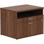 Lorell Relevance Series 2-Drawer File Cabinet Credenza w/Open Shelf - 23.1" Height x 29.5" Width x 22" Depth - 2 x File, Storage Drawer(s) - Finish: Walnut Laminate Product Image 