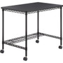 Safco Mobile Wire Desk - Melamine, Black Top - 35.75" Table Top Width x 24" Table Top Depth - 30.75" Height - Assembly Required - Black Product Image 