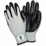 Safety Zone Nitrile Coated Knit Gloves - Nitrile Coating - Medium Size - Gray, White - Knitted, Durable, Flexible, Comfortable, Breathable - For Industrial Product Image 
