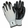 Safety Zone Nitrile Coated Knit Gloves - Nitrile Coating - Medium Size - Gray, White - Knitted, Durable, Flexible, Comfortable, Breathable - For Industrial Product Image 