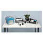 Fellowes Office Suites Divided Pencil Cup, Plastic, 3.13 x 3.13 x 4.25, Black/Silver View Product Image
