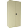 Lorell Fortress Series Janitorial Cabinet - 36" Width x 18" Depth x 72" Height - 4 x Shelf(ves) - Hinged Door(s) - Locking System, Welded, Sturdy, Recessed Locking Handle, Durable, Powder Coat Finish, Storage Space, Adjustable Shelf - Putty Product Image 