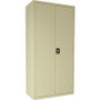 Lorell Fortress Series Janitorial Cabinet - 36" Width x 18" Depth x 72" Height - 4 x Shelf(ves) - Hinged Door(s) - Locking System, Welded, Sturdy, Recessed Locking Handle, Durable, Powder Coat Finish, Storage Space, Adjustable Shelf - Putty Product Image 