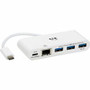 Tripp Lite series U460-003-3AG-C USB 3.1 Gen 1 USB-C Portable Hub/Adapter - USB 3.1 Type C - External - 4 USB Port(s) - 1 Network (RJ-45) Port(s) - 3 USB 3.0 Port(s) Product Image 