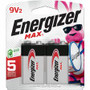 Energizer 9-Volt MAX Alkaline Batteries, 2-Packs - For Multipurpose - 9V - 595 mAh - 9 V DC - 2/Pack Product Image 