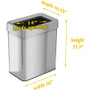 HLS Commercial Stainless Steel Bin Receptacle - Deodorizer - 16 gal Capacity - Rectangular - Fingerprint Proof, Recyclable - 25.3" Height x 10.3" Width x 16" Depth Product Image 