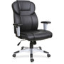 Lorell Executive High-back Chair - Bonded Leather Seat Material - Bonded Leather Back Material - High Back - Black Product Image 