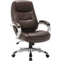 Lorell Westlake Series Executive High-Back Chair - Saddle Seat Color - Leather Seat Material - Black Frame Color - Polyurethane Frame Material - Saddle Product Image 