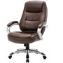 Lorell Westlake Series Executive High-Back Chair - Saddle Seat Color - Leather Seat Material - Black Frame Color - Polyurethane Frame Material - Saddle Product Image 