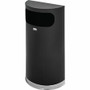 Rubbermaid Commercial Black/Chrome Half Round Receptacle - 9 gal Capacity - Semicircular - 32" Height x 18" Width x 9" Depth - Stainless Steel - Chrome Product Image 