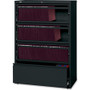 Lorell Fortress Lateral File with Roll-Out Shelf - 36" Width x 18.6" Depth x 52.5" Height - 4 x Drawer(s) for File - A4, Letter, Legal - Interlocking, Heavy Duty, Leveling Glide, Recessed Handle, Ball-bearing Suspension - Black Product Image 