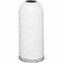Safco Open Top Dome Waste Receptacle - 15 gal Capacity - 6" Opening Diameter - 34" Height x 15" Depth - Stainless Steel - White Product Image 