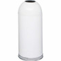 Safco Open Top Dome Waste Receptacle - 15 gal Capacity - 6" Opening Diameter - 34" Height x 15" Depth - Stainless Steel - White Product Image 