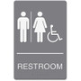 Headline Signs ADA Wheelchair/RESTROOM Image Sign - Print/Message "Restroom (Man/Woman/Wheelchair)" - Rectangular Shape - Adhesive, Braille - Plastic - White Product Image 