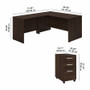 Bush Business Furniture Studio C L Shaped Desk - 30" Height x 60" Width x 30" Depth - 3 x File, Box Drawer(s) - Finish: Black Walnut, Thermofused Laminate (TFL) Product Image 