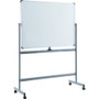 Lorell Double-sided Magnetic Whiteboard Easel - 72" (6 ft) Width x 48" (4 ft) Height - White Surface - Rectangle - Floor Standing - Magnetic Product Image 