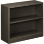HON Brigade Steel Bookcase | 2 Shelves | 34-1/2"W | Charcoal Finish - 2 Shelf(ves) - 29" Height x 34.50" Width x 12.62" Depth - Adjustable Shelf, Reinforced, Welded, Durable, Compact - Steel Product Image 