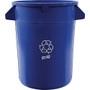 Genuine Joe Heavy-Duty Trash Container - 32 gal Capacity - Side Handle, Venting Channel - Plastic - Blue - (GJO60464) Product Image 