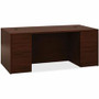 HON 10500 H105890 Pedestal Desk - 29.5" Height x 72" Width x 36" Depth - 5 x Box, File Drawer(s) - Double Pedestal - Flat Edge - Finish: Mahogany Product Image 