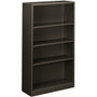 HON Brigade Steel Bookcase | 4 Shelves | 34-1/2"W | Charcoal Finish - 4 Shelf(ves) - 59" Height x 34.50" Width x 12.62" Depth - Adjustable Shelf, Reinforced, Welded, Durable, Compact - Steel Product Image 