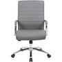 Boss Office Products Executive Chair,Ribbed,Fixed Arms,Gas Lift,27"x30"x40",GY (BOPB696CRBGY) Product Image 