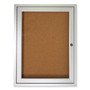 Ghent 1 Door Enclosed Natural Cork Bulletin Board with Satin Frame - 24" Board Height x 18" Board Width - Natural Cork Surface - Locking Door, Self-healing, Illuminated, Tamper Proof - GHEPA12418K Product Image 