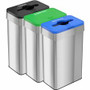 HLS Commercial 21-Gallon Trash/Recycle/Compost Can Set - Push Button Opening - 21 gal Capacity - Rectangular - Fingerprint Proof, Smudge Resistant, Easy to Clean - 34" Height x 10.3" Width x 16" Depth Product Image 