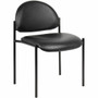 Lorell Reception Guest Chair - Vinyl Back Material - Tubular Steel Frame Material - Four-legged Base - Black Product Image 