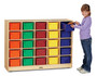 Jonti-Craft Rainbow Accents 25 Cubbie-trays Mobile Storage Unit - 35.50" Height x 48" Width x 15" Depth - Durable - Baltic - JNT04260JC Product Image 