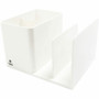 Business Source Multifunctional Pen Cup Organizer - 2 Compartment(s) - 3.80" Height x 6.10" Width x 4.70" Depth - Durable - White - ABS Plastic Product Image 