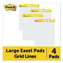 Post-it Easel Pads Super Sticky Vertical-Orientation Self-Stick Easel Pad Value Pack, Quadrille Rule (1 sq/in), 25 x 30, White, 30 Sheets, 4/Carton View Product Image