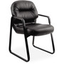 HON Pillow-Soft 2090 Series Guest Arm Chair, Leather Upholstery, 31.25" x 35.75" x 36", Black Seat, Black Back, Black Base View Product Image
