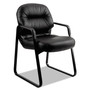 HON Pillow-Soft 2090 Series Guest Arm Chair, Leather Upholstery, 31.25" x 35.75" x 36", Black Seat, Black Back, Black Base View Product Image