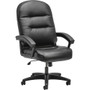 HON Pillow-Soft Chair - Bonded Leather Seat Material - Black Back Color - Bonded Leather Back Material - Black Frame Color - High Back Product Image 