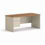 HON 38000 Series Left Pedestal Desk, 66" x 30" x 29.5", Harvest/Putty View Product Image