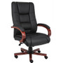 Boss CaressoftPlus High-Back Executive Chair - Black Seat Color - Vinyl Seat Material - Black, Cherry Wood Frame Color - Wood Frame Material - 5-star Base Product Image 