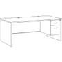 Lorell Fortress Modular Series Right-Pedestal Desk - 72" Width x 36" Depth, x 1.1" Thickness Top - 2 x Box, File Drawer(s) - Single Pedestal on Right Side - Material: Steel - Finish: Walnut Laminate, Black Product Image 